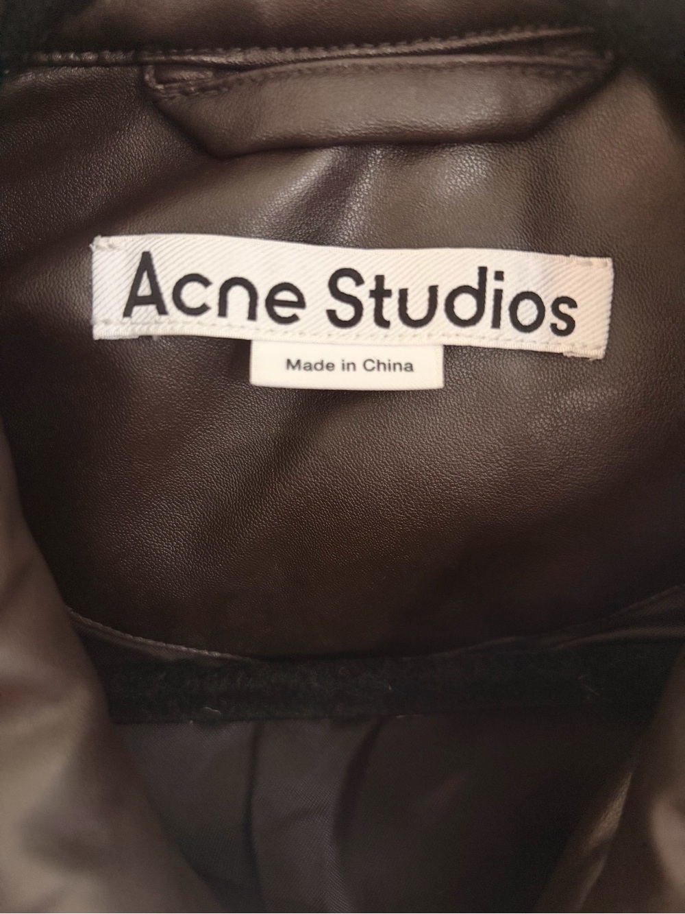 ACNE Studios Dark Brown Faux Leather Bomber Jacket - Picture 5 of 6